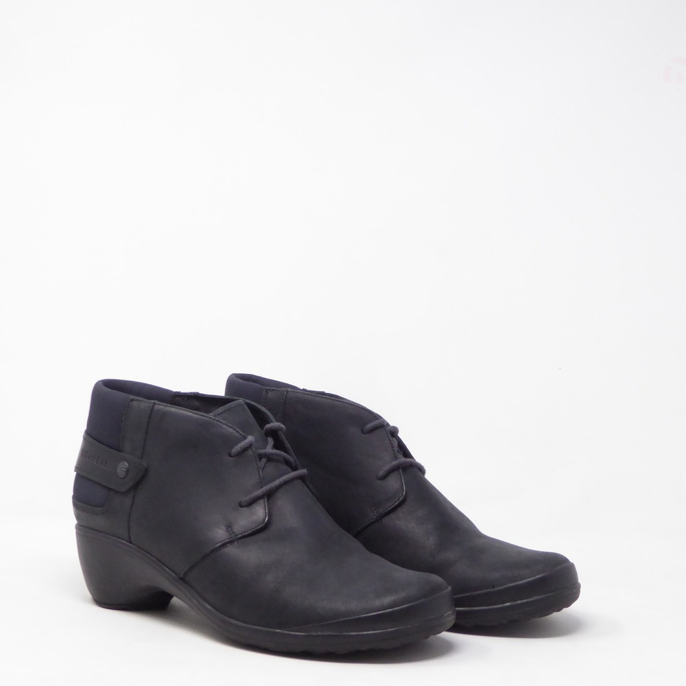 Merrell Veranda Lace Womens Ankle Boots Black Leather Lace Up Wedge Size 8.5